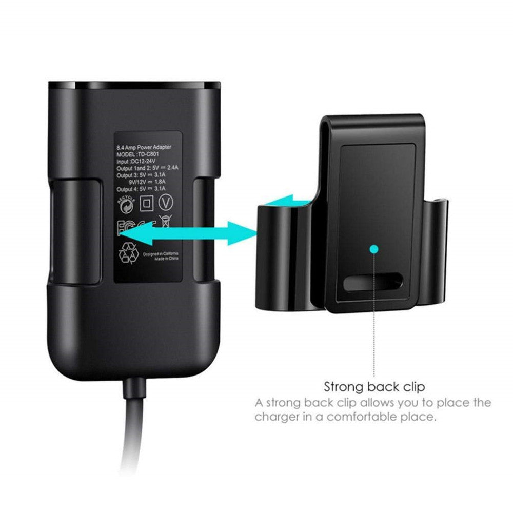 Incarcator auto Dual USB, 2x2.4A, 1X3.1A, 1x Quick Charge 3.0, 1.7m, Black