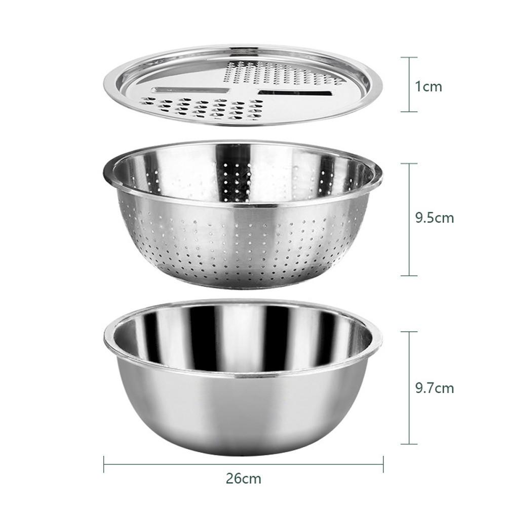 Bol din inox cu strecuratoare si razatoare 3 in 1, 28cm