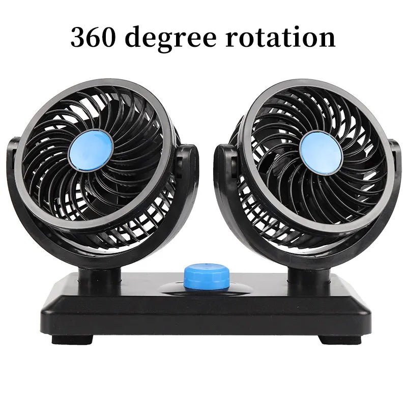 Ventilator Auto Dublu, 10W, 2 Trepte de Viteza, Rotire 360°, Silentios