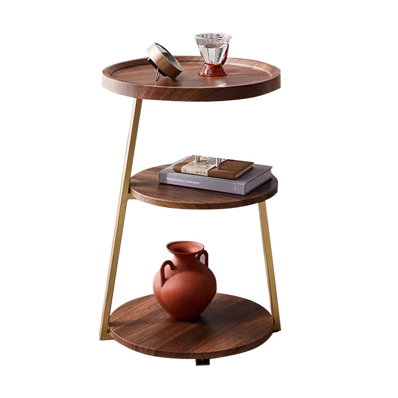 Masuta de cafea pentru living cu 3 polite rotunde, MDF, 62cm, negru/wenge