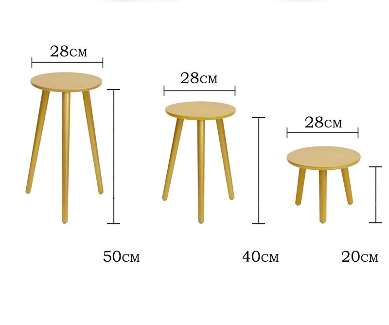 Set 3 masute decorative din lemn, suport ghivece de flori, 50/40/20 cm