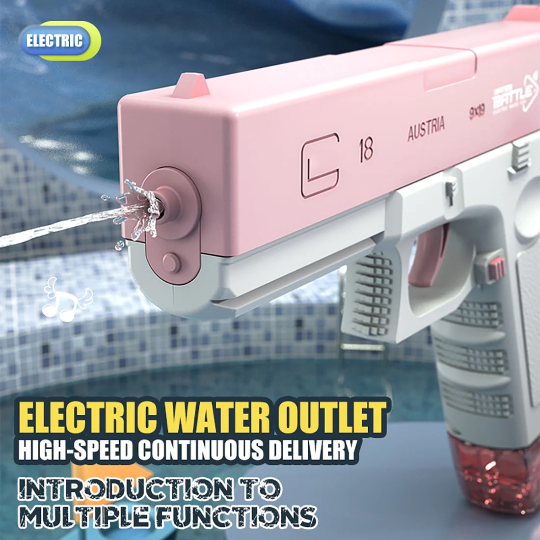 Pistol electric cu jet de apa, 1 rezervor, incarcare USB