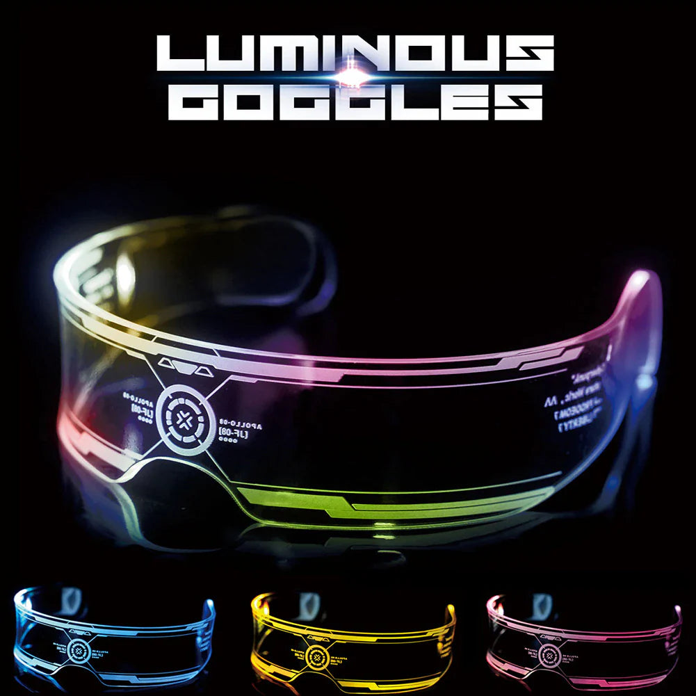 Ochelari pentru petrecere LED, 7 Culori, 21 efecte iluminare, control dublu, stilul cyberpunk