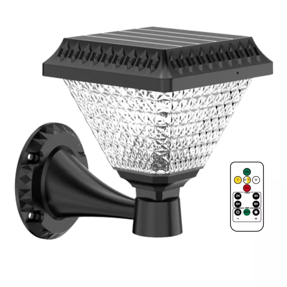 Lampa solara de perete, lumina calda si RGB, cu telecomanda, hexagonala, 6w