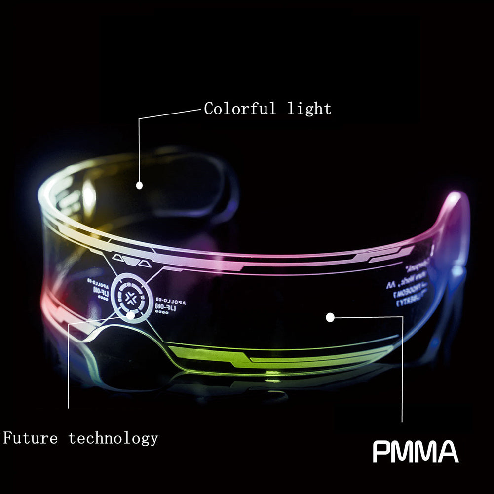 Ochelari pentru petrecere LED, 7 Culori, 21 efecte iluminare, control dublu, stilul cyberpunk