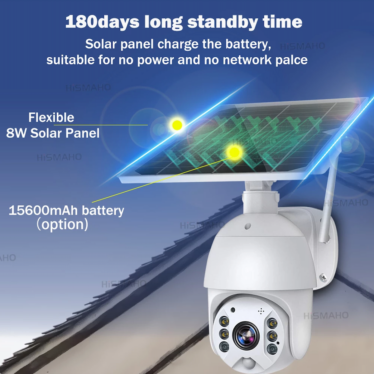 Camera de supraveghere wireless cu panou solar si rotire 355°, control telefon, 1080p, WiFi/4G, vedere nocturna infrarosu