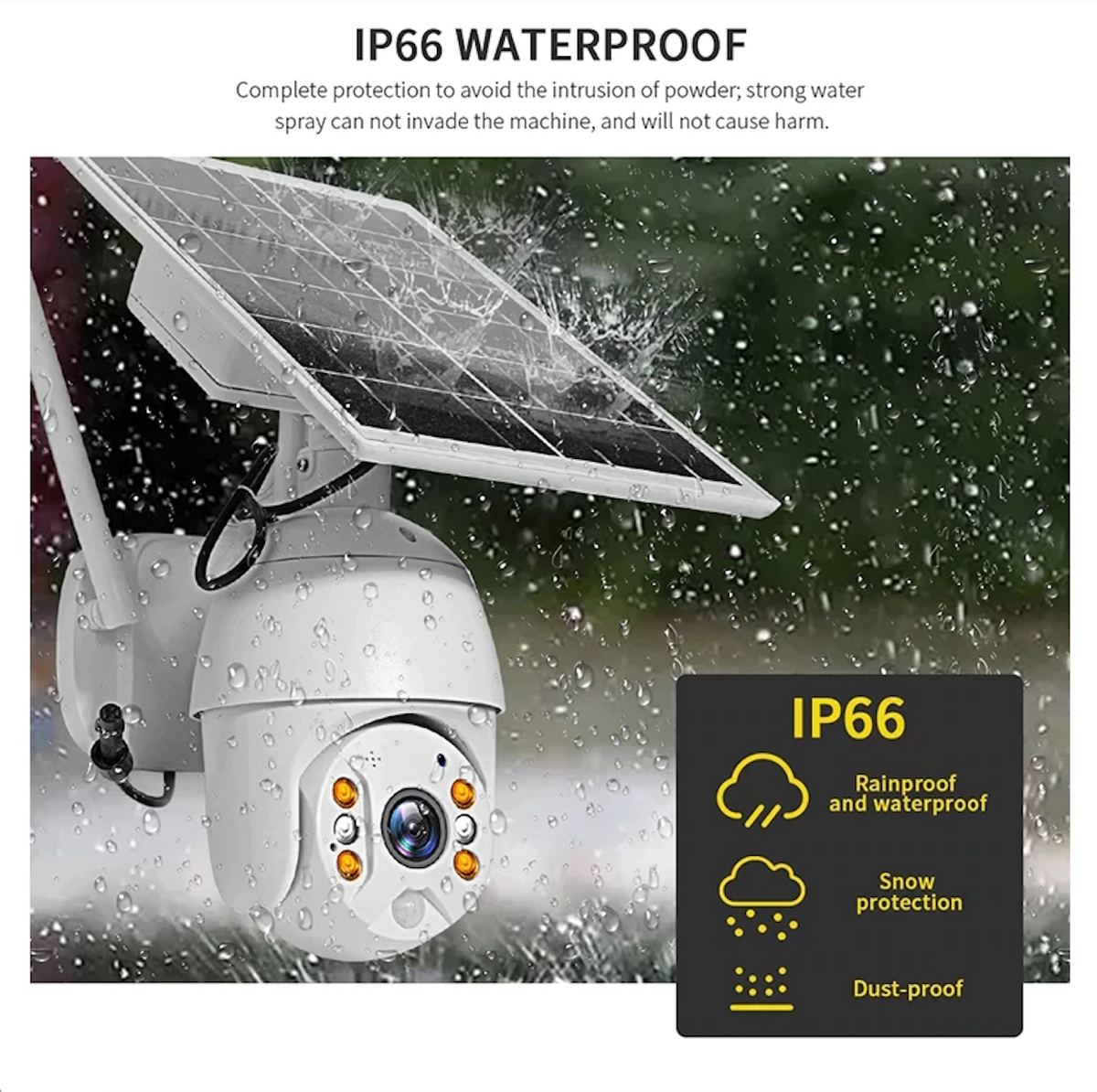 Camera de supraveghere wireless 5MP cu panou solar si rotire 355°, protectie IP66, infrarosu, WiFi/4G