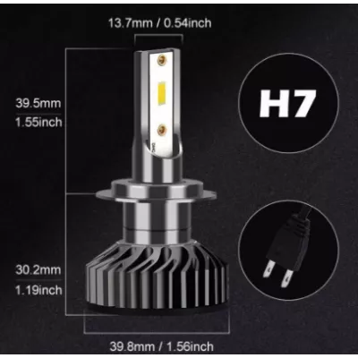 Set 2 becuri LED H7 100 W, 9V-32V, F2 COB, ventilator slim, canbus, 6000K