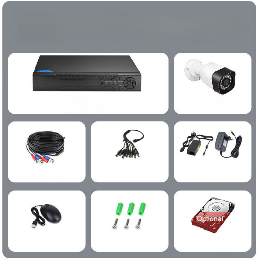 Sistem de supraveghere cu 4 sau 8 camere exterior 1080P, Kit DVR, compresie video H.265