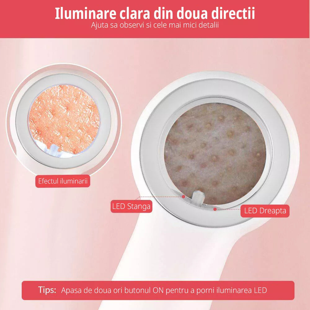 Aparat facial cu vacuum, extragere cosuri cu vizor pentru acnee si puncte negre