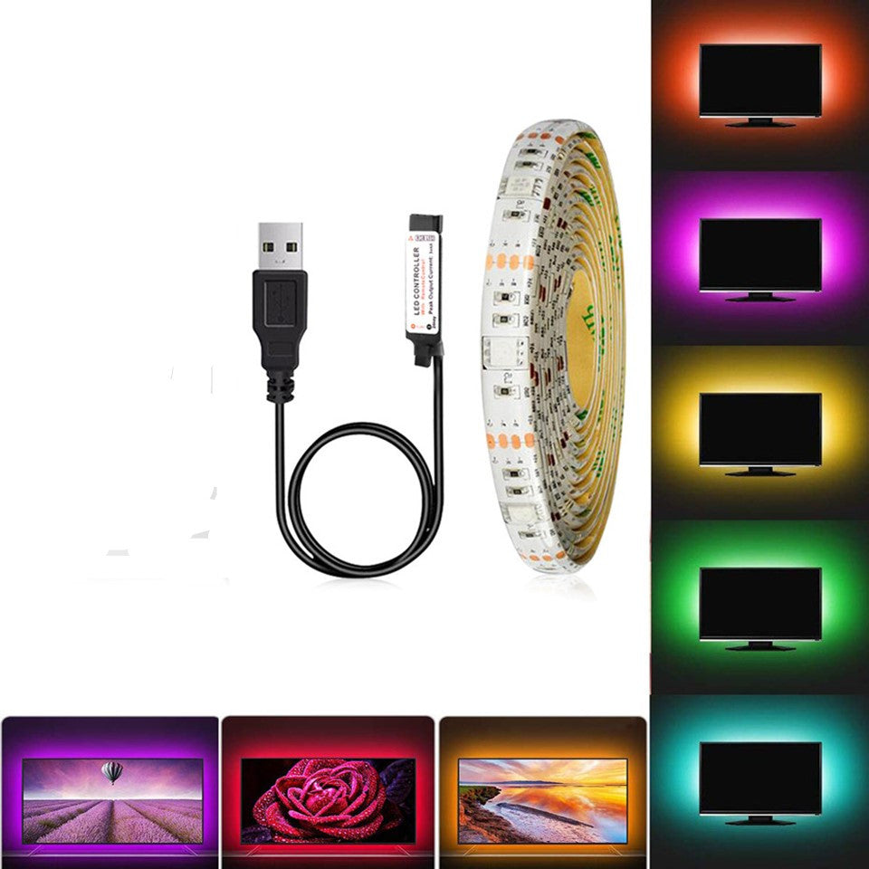 Banda LED Ambilight pentru iluminare fundal TV cu telecomanda si alimentare USB