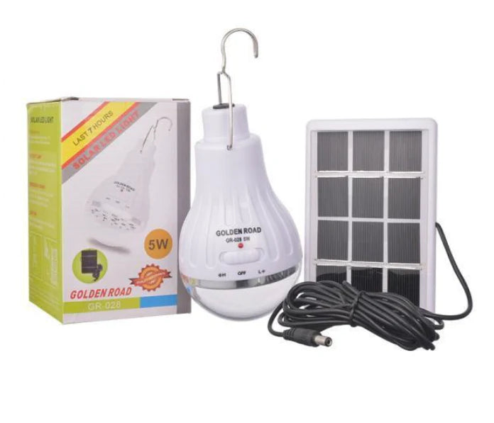 Bec cu leduri portabil si mini panou solar inclus pentru incarcare, baterie reincarcabila, 5W, LL-028