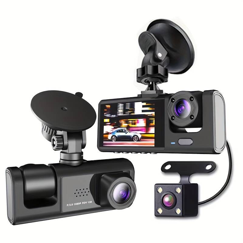 Camera auto tripla FullHD, 3 camere-fata/spate/interior, ecran 2&#39;&#39;, G Senzor