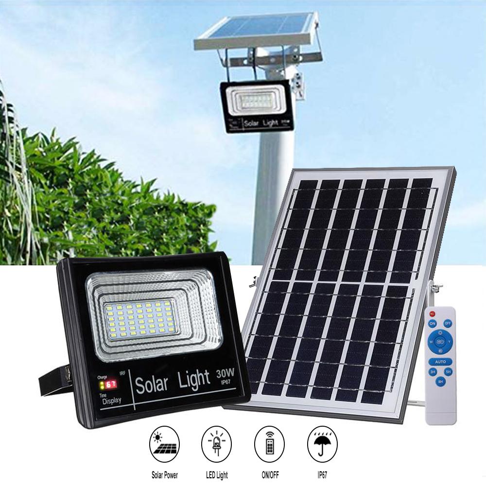 Proiector LED cu panou solar si telecomanda, IP66