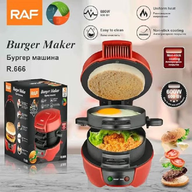 Aparat de facut burgeri sau sandwich-uri RAF 600W, Rosu