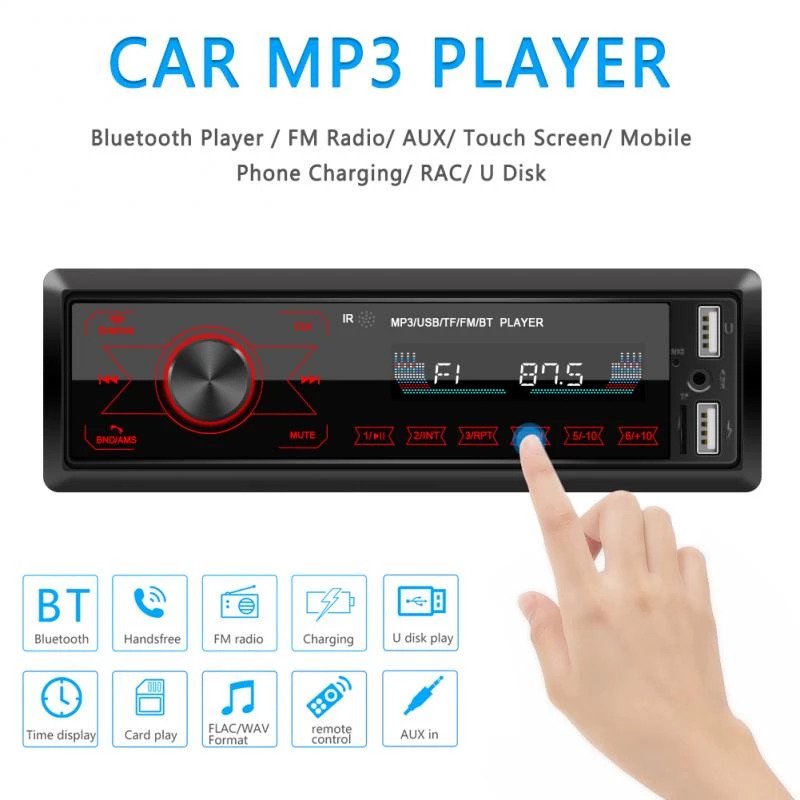 RESIGILAT - Radio MP3 player auto cu touchscreen, bluetooth, USB, microSD, AUX, 4x60W si telecomanda