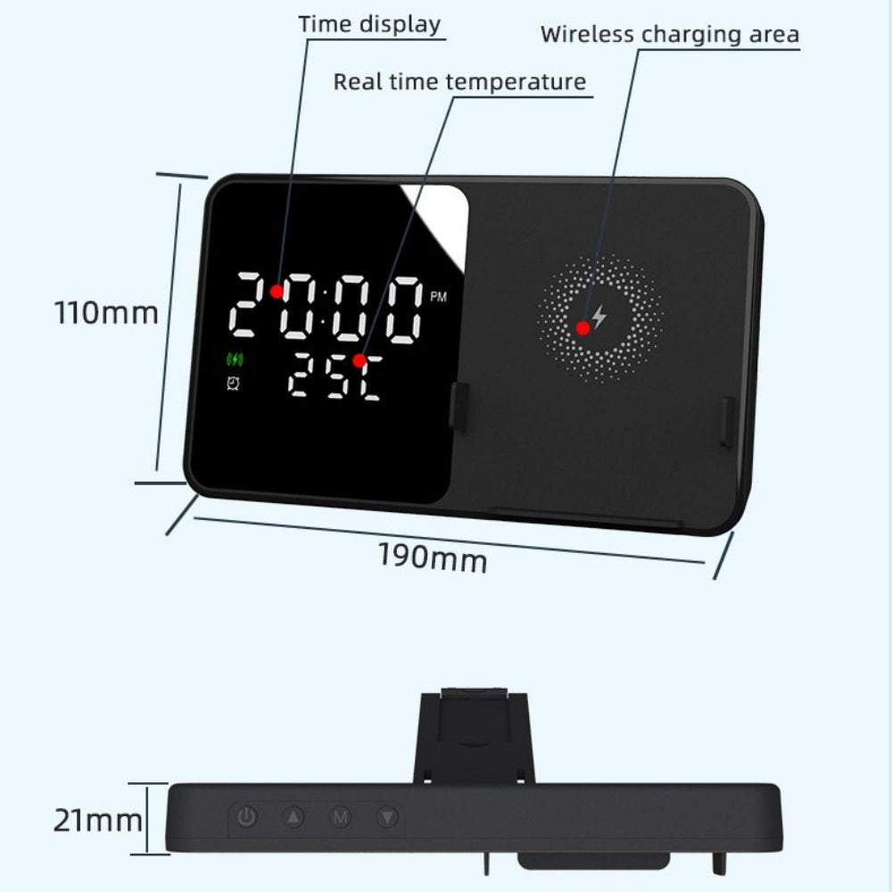 Ceas desteptator cu incarcare wireless W5 si afisaj temperatura in timp real