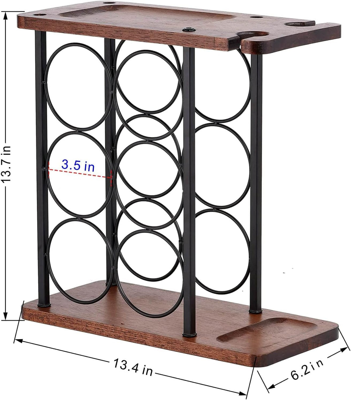 Suport de Vin Premium din Lemn - Raft elegant independent pentru 9 Sticle, organizator pe 3 nivele cu tava