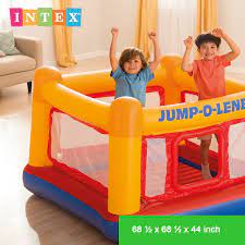 Trambulina in forma de casuta gonflabila pentru copii, 171 x 171 x 112 cm, Intex Jump-O-Lene