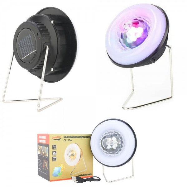 Lampa cu Incarcare solara si la usb cu led-uri luminoase si glob rotativ disco