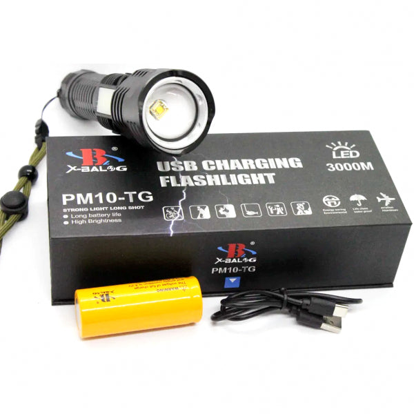 Lanterna profesionala Laser LED 10W 3000 lm, reincarcabila, focalizare Zoom, incarcare la USB, PM10-TG