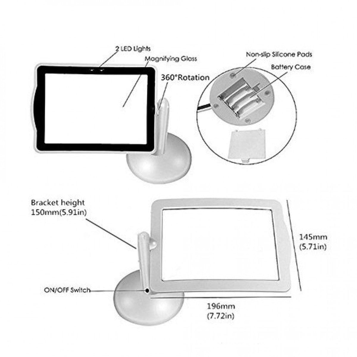 Lupa de birou cu iluminare LED, Zoom 3 X, Brighter Viewer