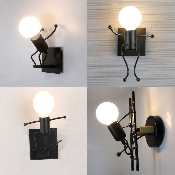 RESIGILAT - Lampa metalica retro industriala tip humanoid, soclu E27, diverse modele