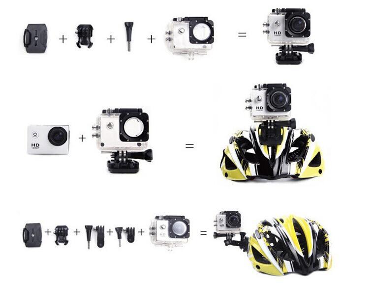 Camera video sport de actiune, Full HD, carcasa rezistenta la apa