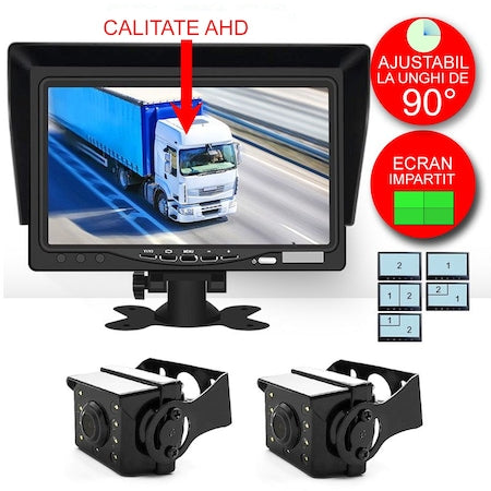 Kit marsarier cu camera AHD si display de 7&quot;, camioane, autocare, bus-uri