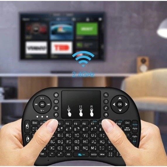 Mini tastatura wireless, cu touchpad, iluminata LED pentru PC, Laptop, Tableta, Xbox, Smart TV, Play Station, Raza 10m