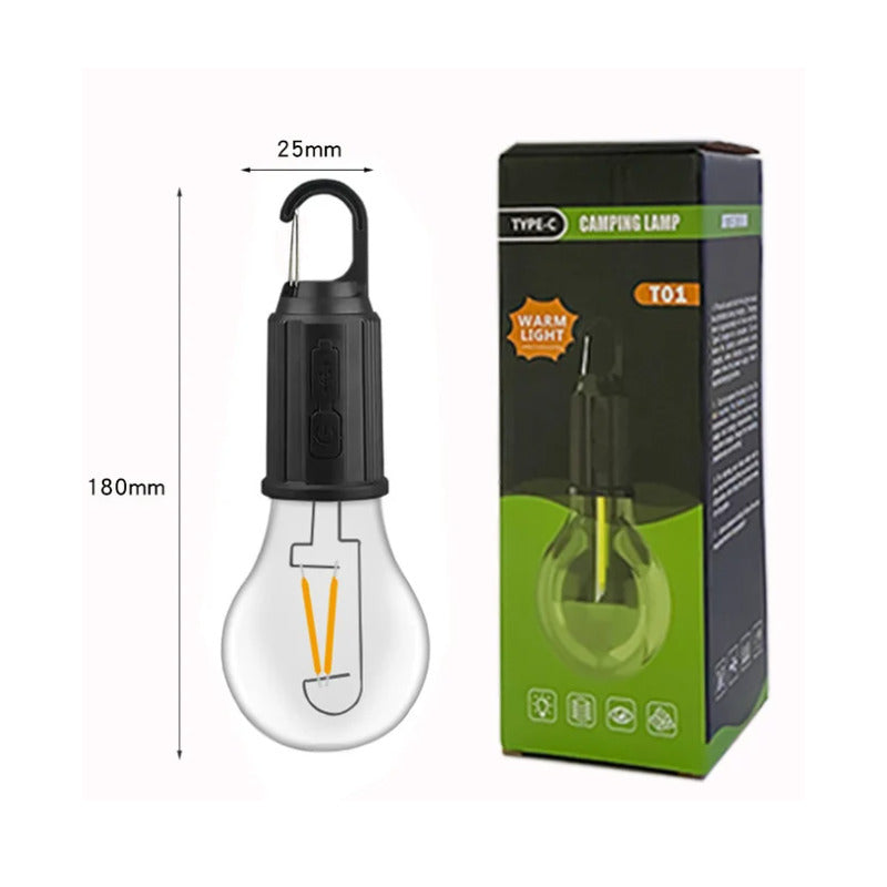 Set 4 becuri LED Retro cu decor de iluminare, pentru camping în Aer Liber, suspendate cu incarcare Tip-C Fast charging