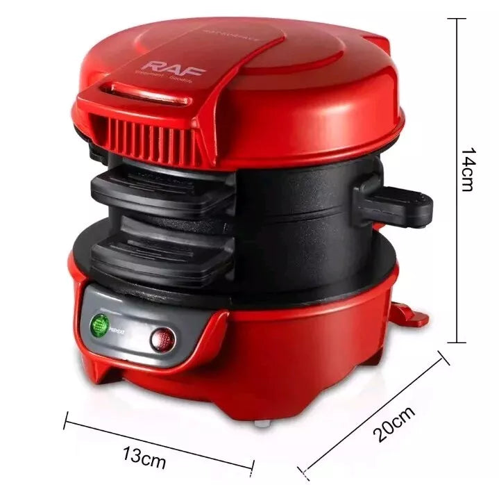 Aparat de facut burgeri sau sandwich-uri RAF 600W, Rosu