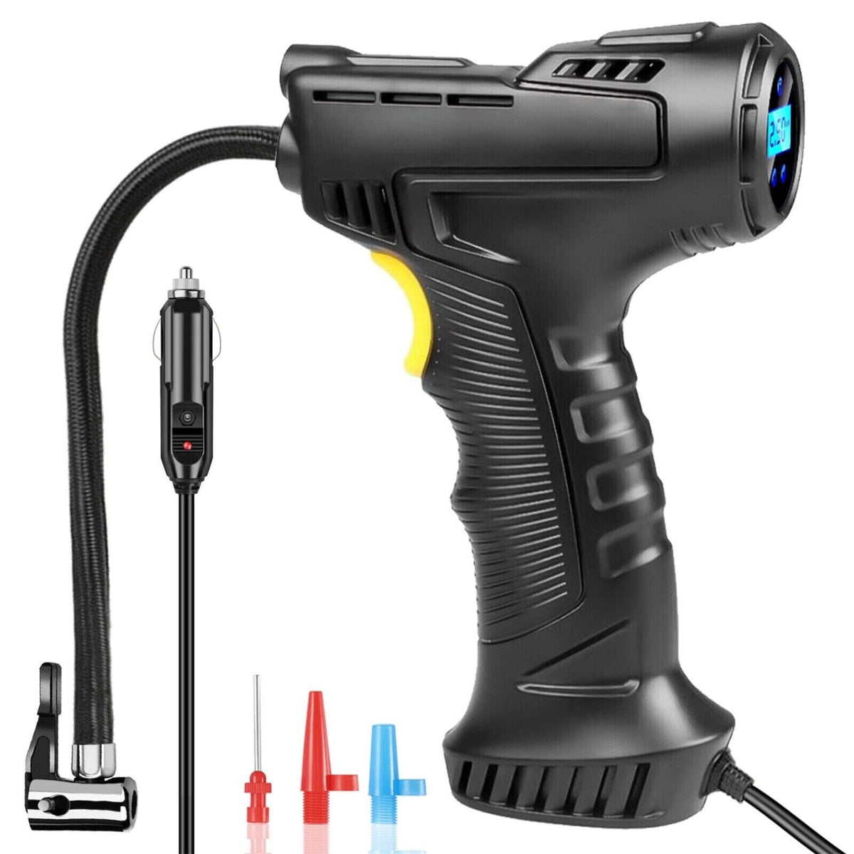 Compresor auto portabil multifunctional, 12V, 10 bari, afișaj digital LED, alimentare la bricheta masinii