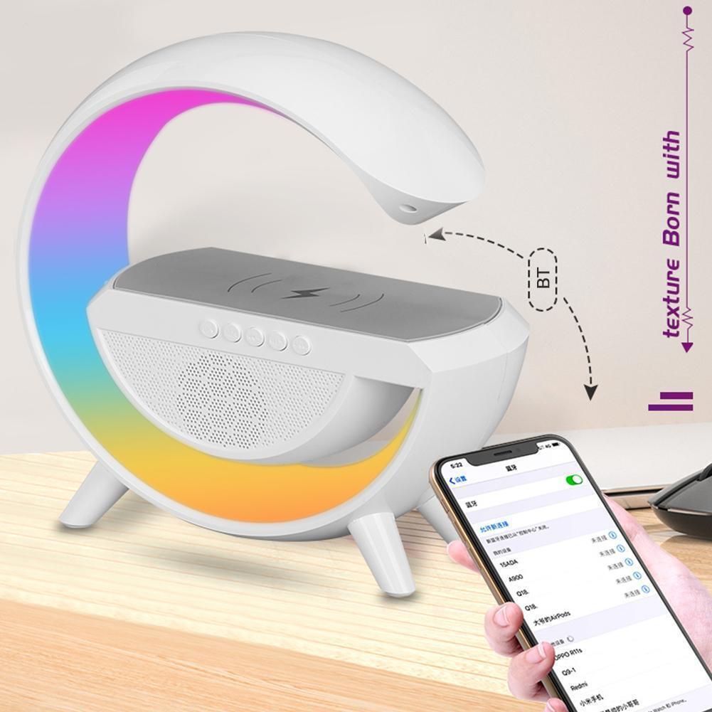 RESIGILAT - Statie incarcare wireless 3 in 1 cu lampa RGB si boxa bluetooth