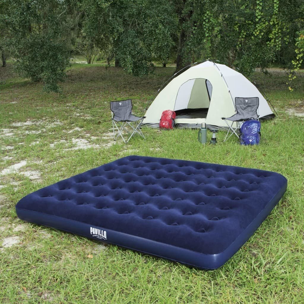 Saltea gonflabila pentru camping, plaja, 2 persoane, PVC si catifea