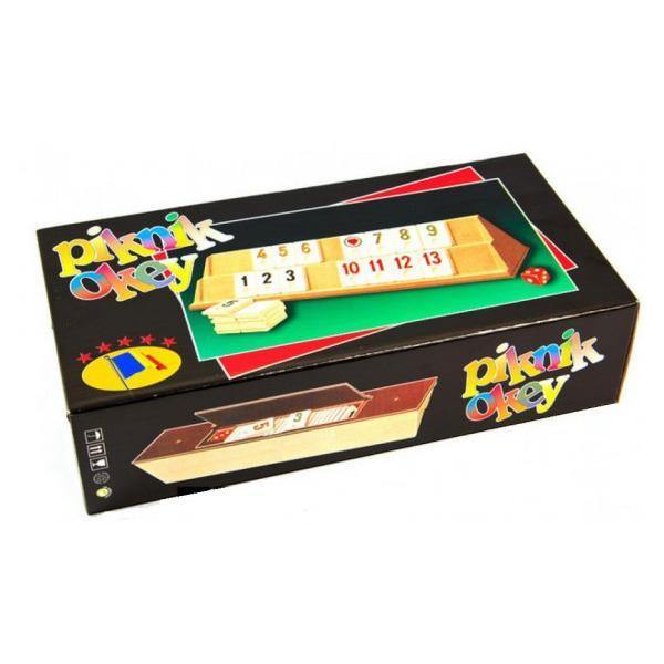 Joc Remi clasic de plastic 106 piese, 4 table, Rummy Piknik Okey - Tenq.ro