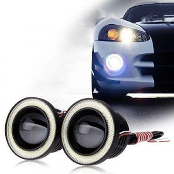 Set 2 proiectoare auto cu LED Angel Eyes, lumina alba