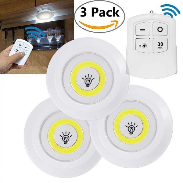 Set 3 lampi LED 3W COB cu telecomanda - Tenq.ro