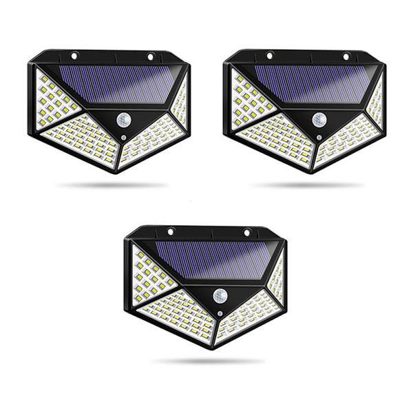 Set 3 x Lampa 100 LED cu panou solar, senzor de miscare - Tenq.ro