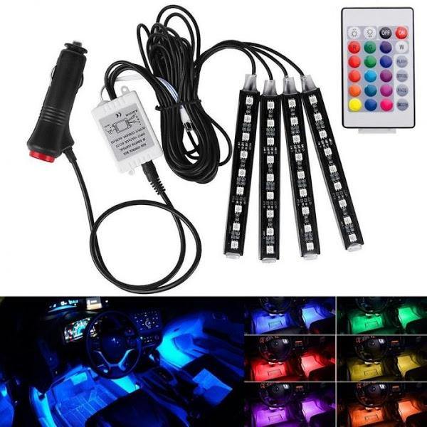 Lumini ambientale auto Kit interior LED RGB cu telecomanda - Tenq.ro