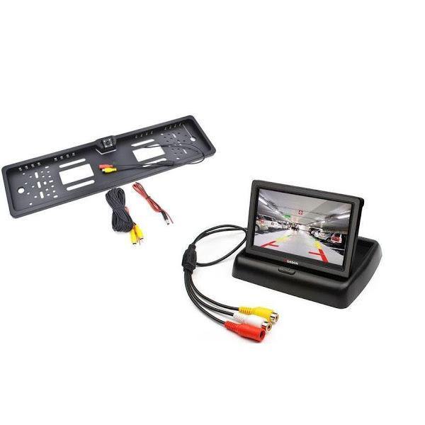 Set suport numar cu camera video marsarier si display pliabil LCD TFT 4.3&quot;