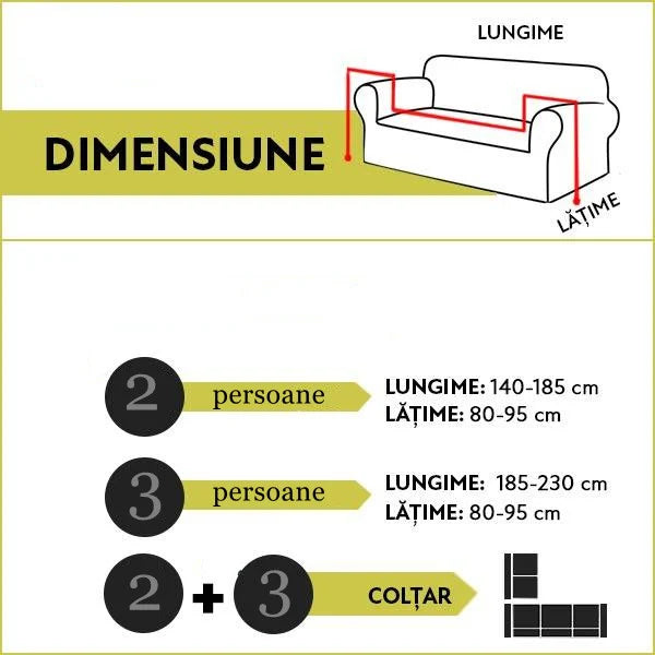 Husa elastica din catifea pentru canapea 2 Locuri